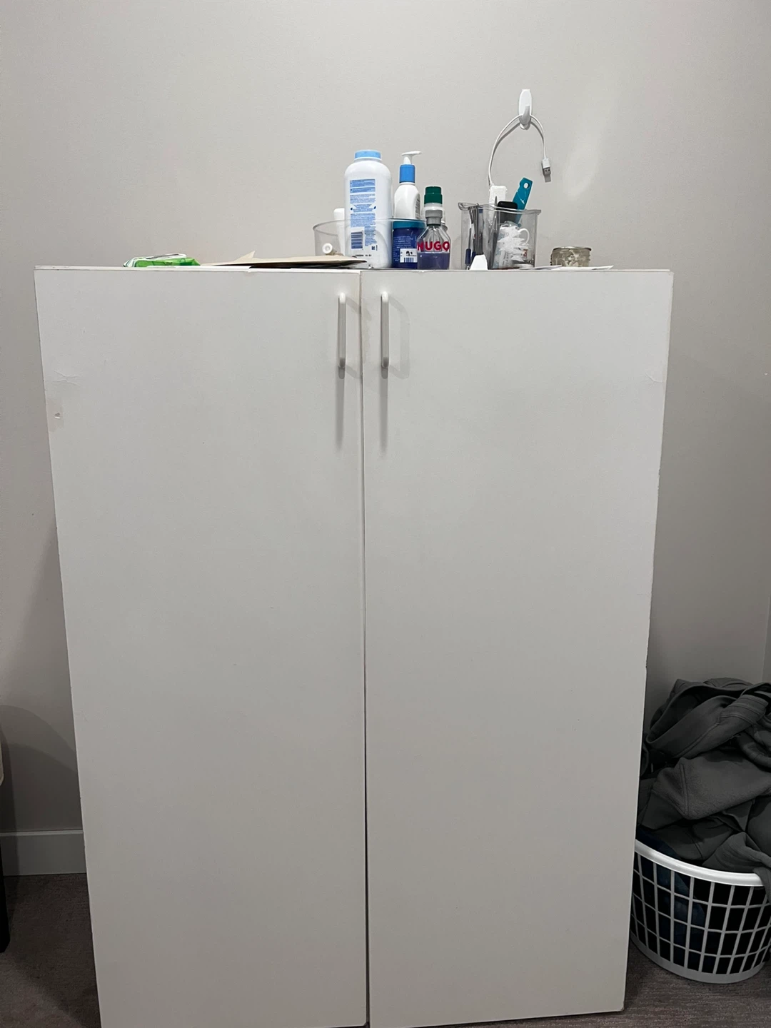 White Two-Door Storage Cabinet with Shelves