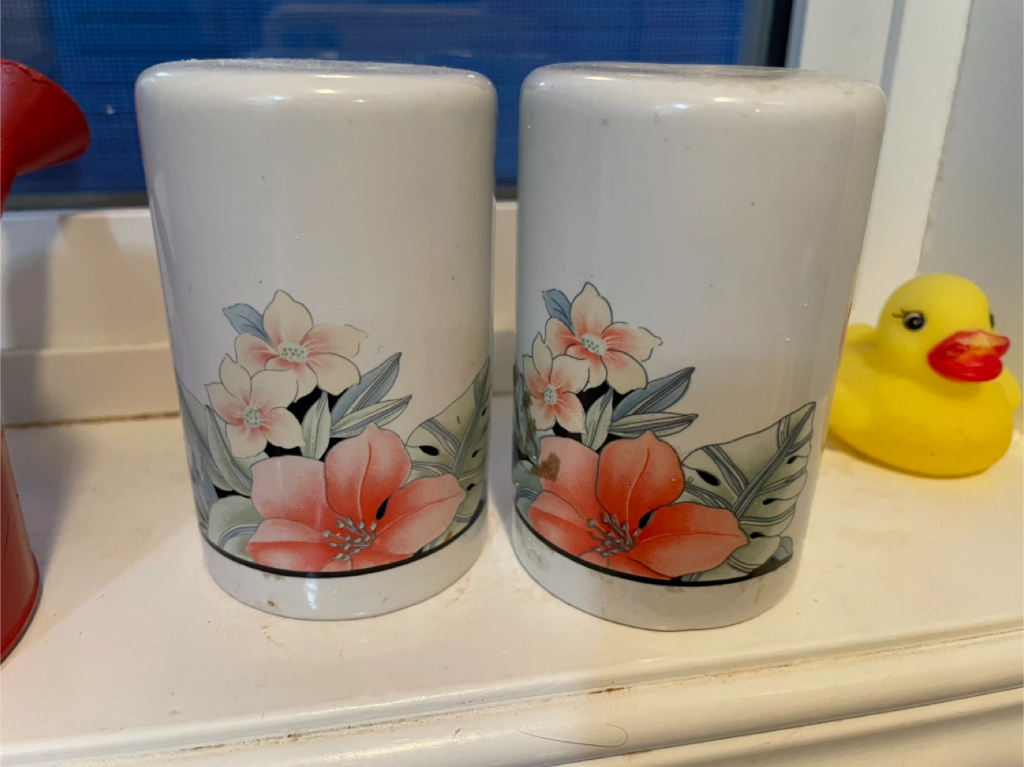 Ceramic Salt and Pepper Shakers with Floral Design