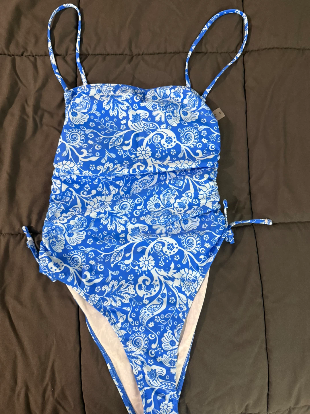Blue White Patterned One-Piece Swimsuit - photo 3