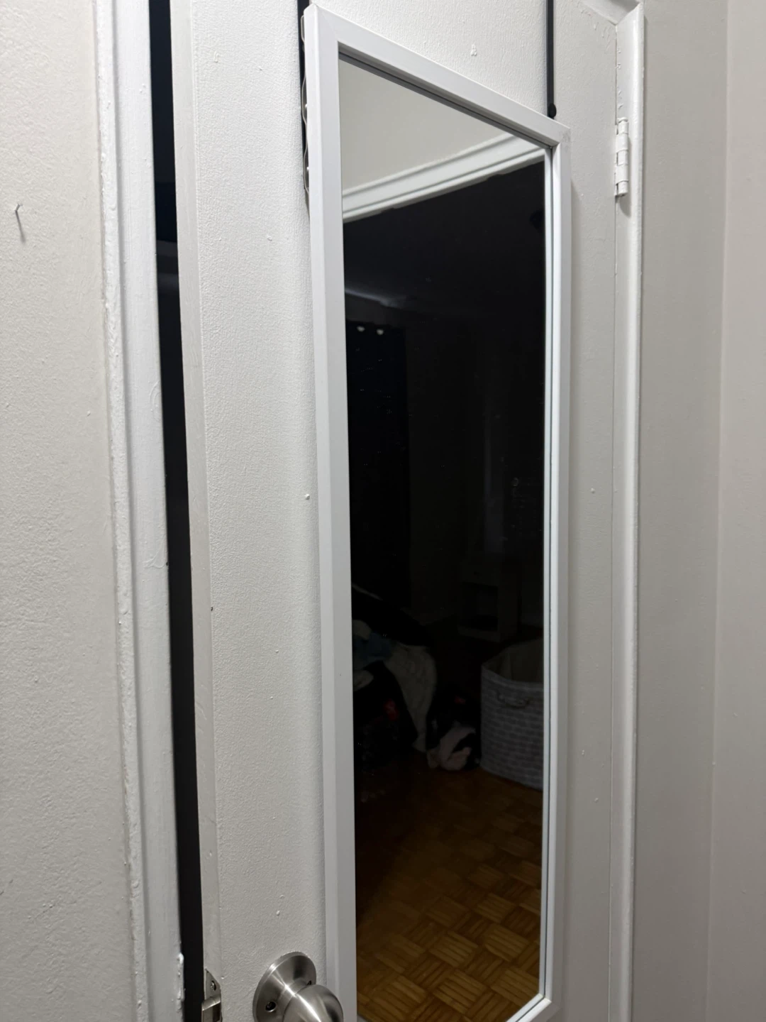 White Framed Over-the-Door Mirror