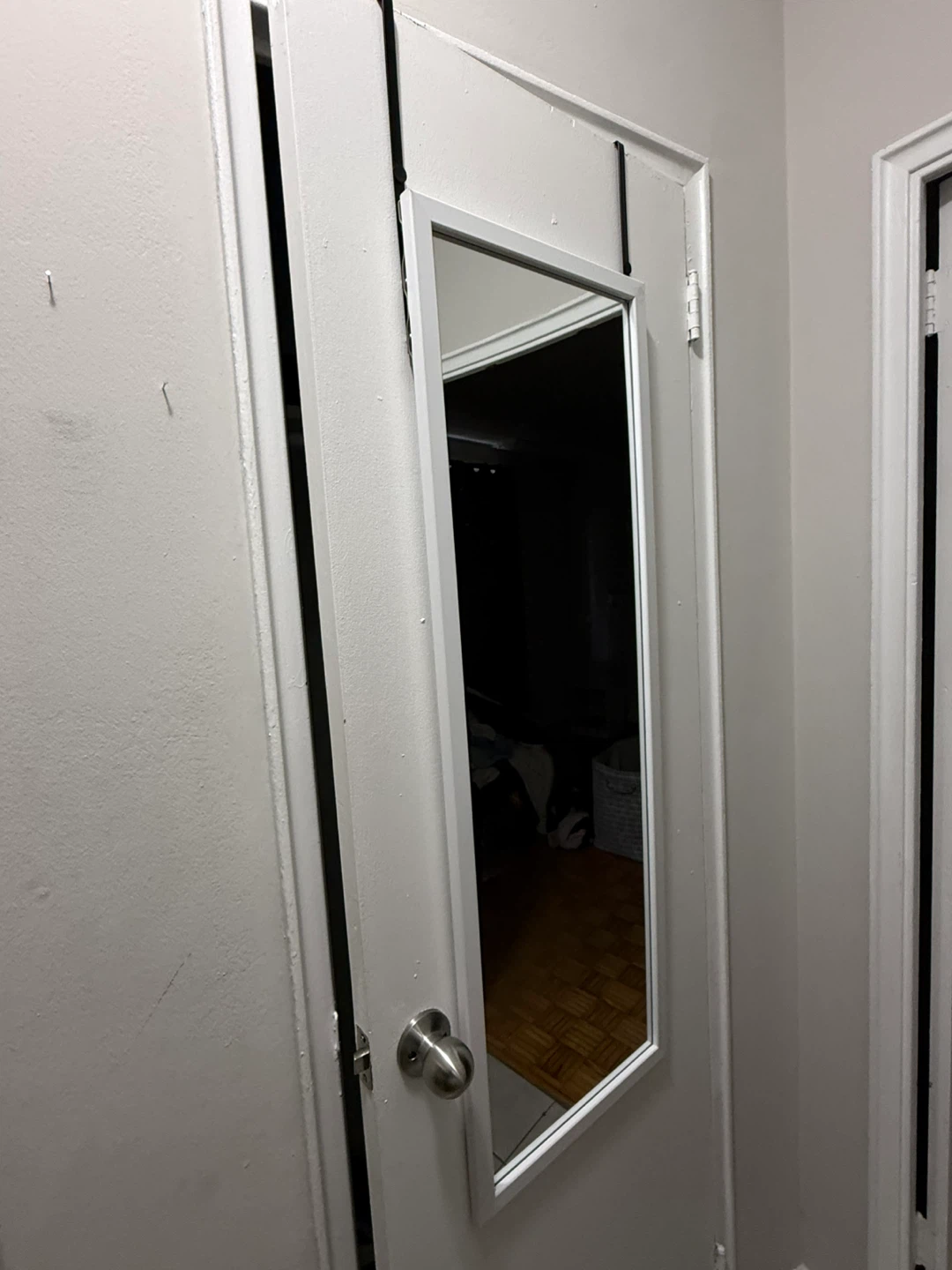 White Framed Over-the-Door Mirror - photo 2