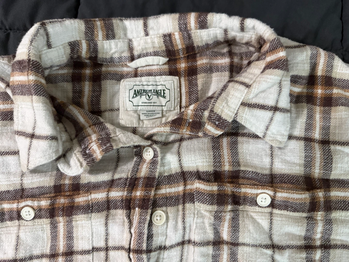 American Eagle Plaid Cropped Flannel Shirt Size Small - photo 2