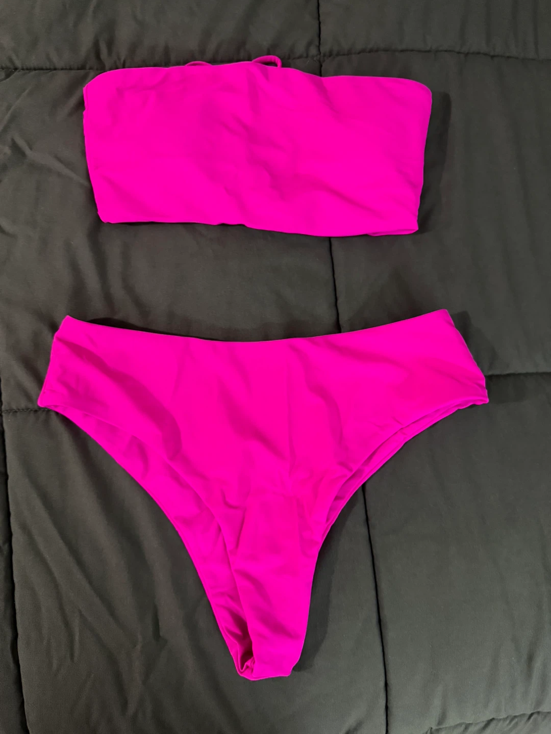 Hot Pink Strapless Bikini Set