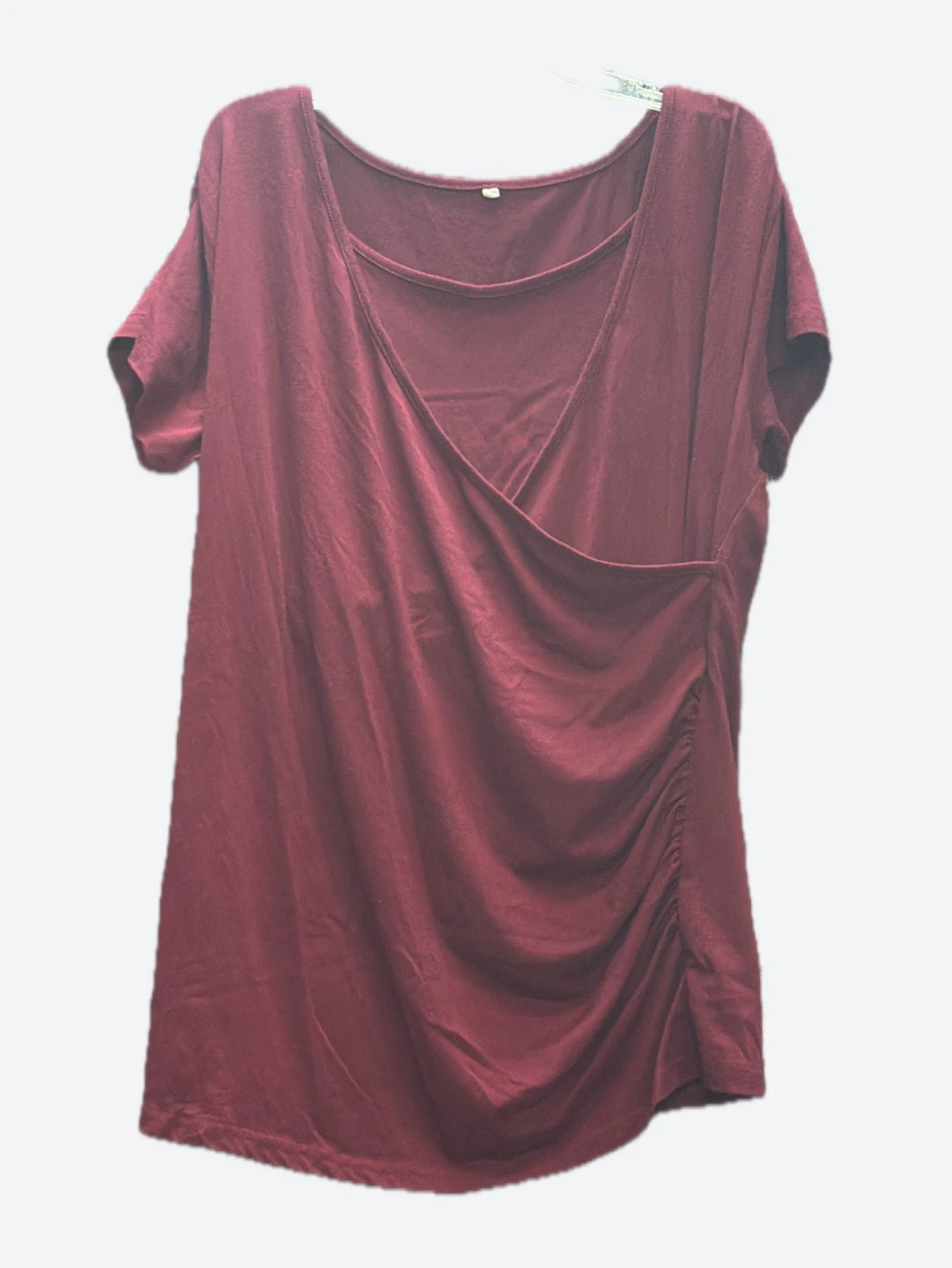 Maroon Faux-Wrap T-Shirt