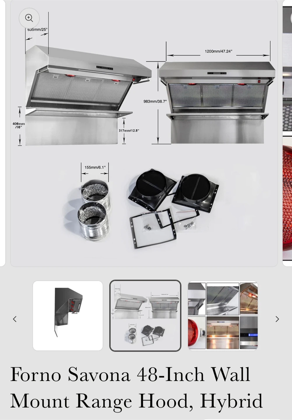 Forno Savona 48-inch Wall Mount Range Hood - photo 5
