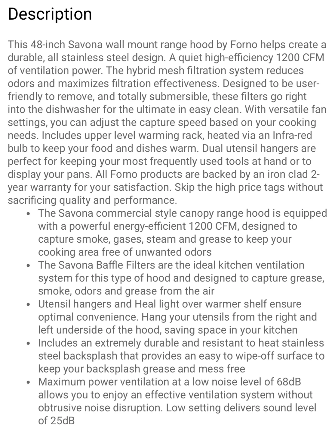 Forno Savona 48-inch Wall Mount Range Hood - photo 3