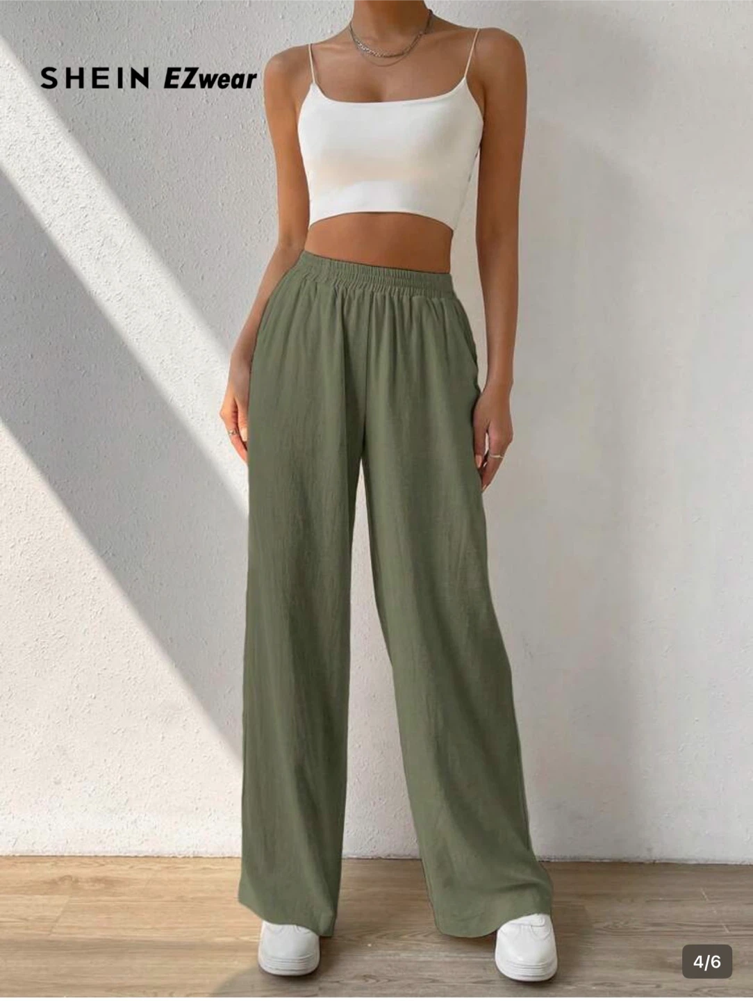 SHEIN EZwear Wide Leg Pants Olive Green Size XS