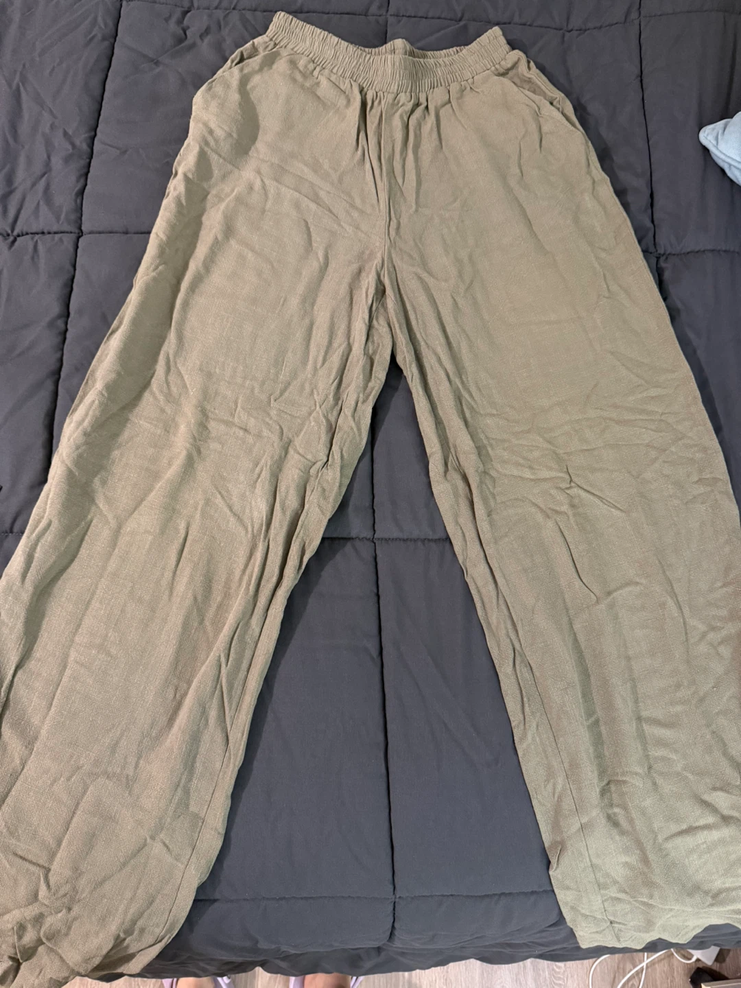 SHEIN EZwear Wide Leg Pants Olive Green Size XS - photo 3