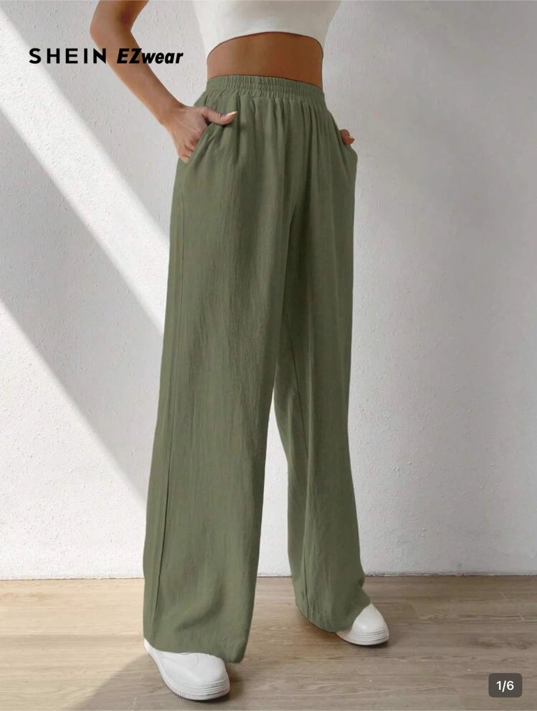 SHEIN EZwear Wide Leg Pants Olive Green Size XS - photo 2
