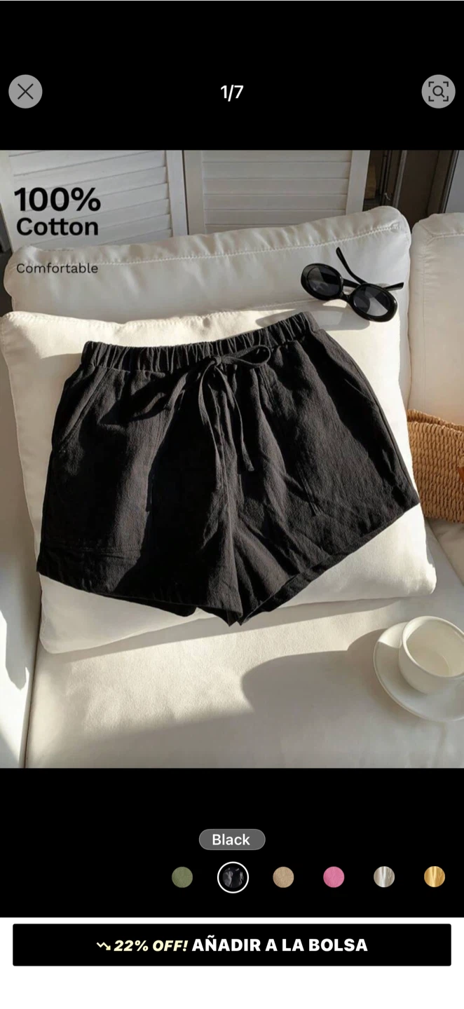 Black 100% Cotton Shorts