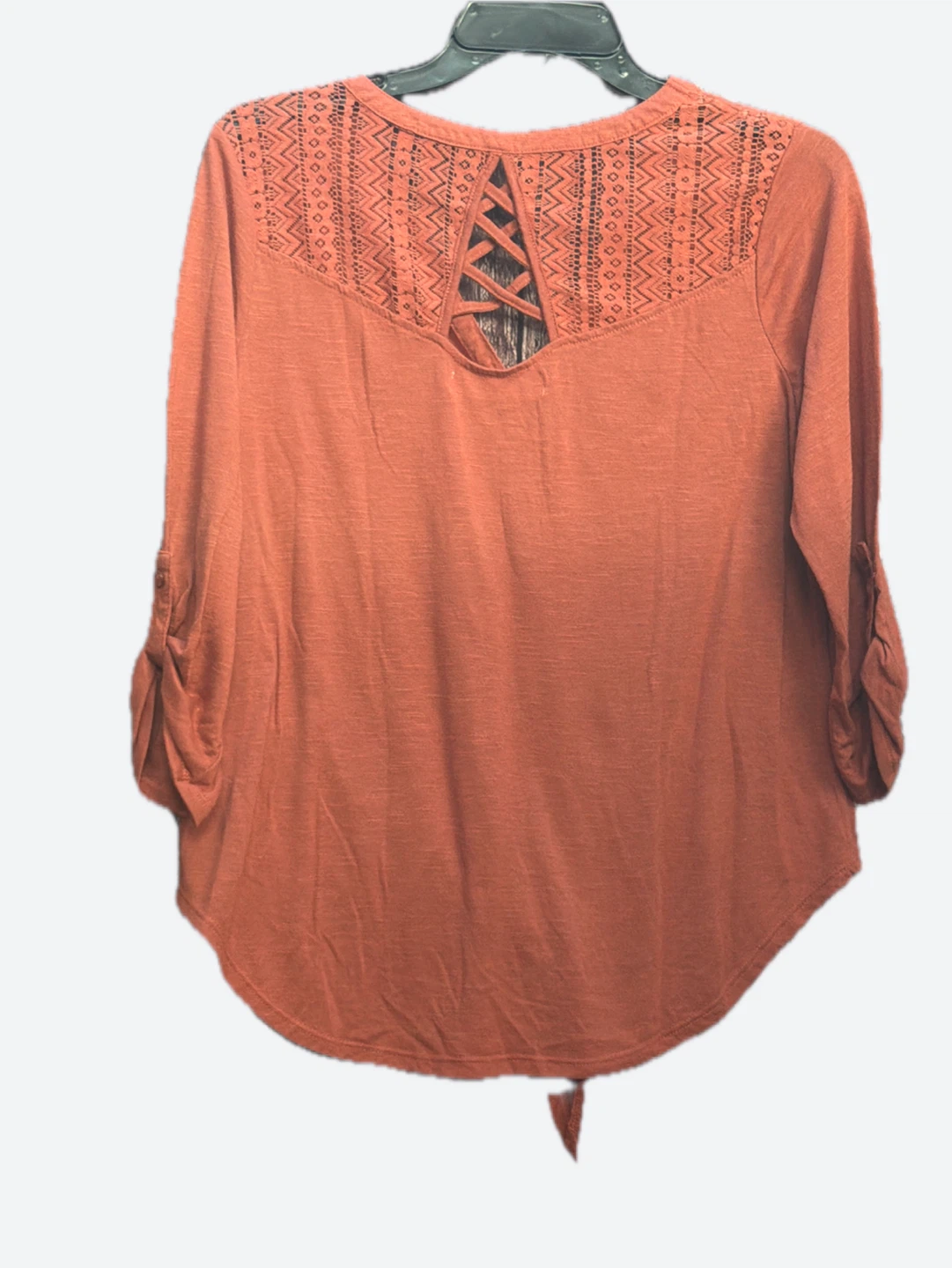 Women's Orange Tie-Front Long Sleeve Shirt - photo 2