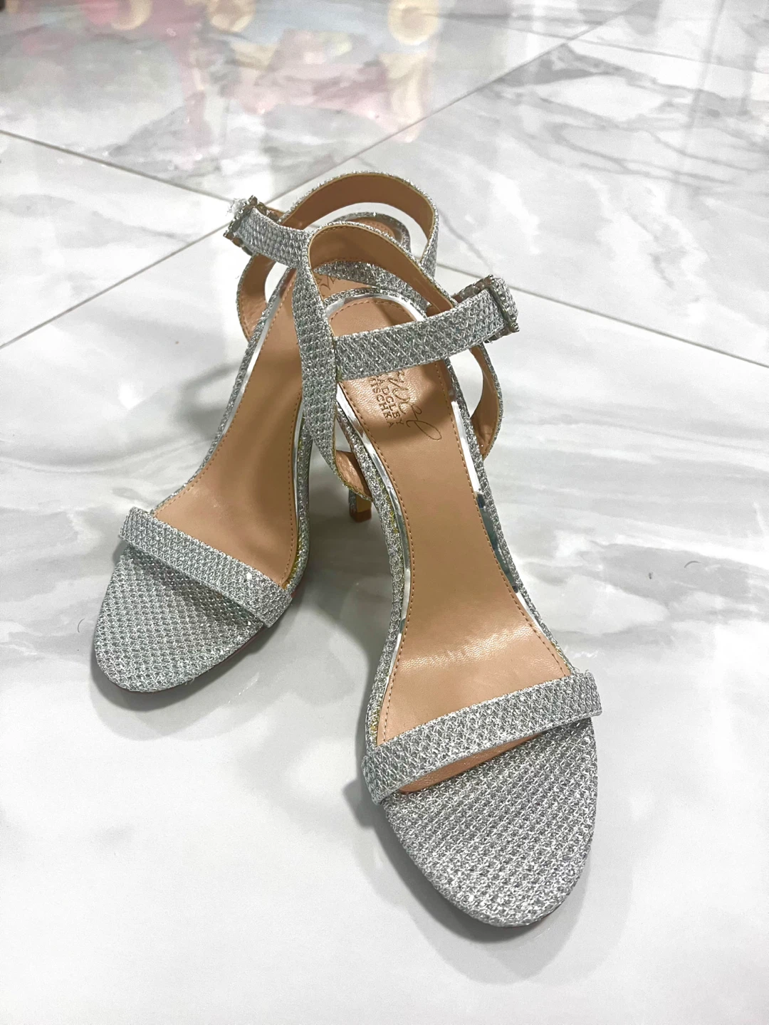 Silver Sparkle Heeled Sandals and Clutch Purse Set