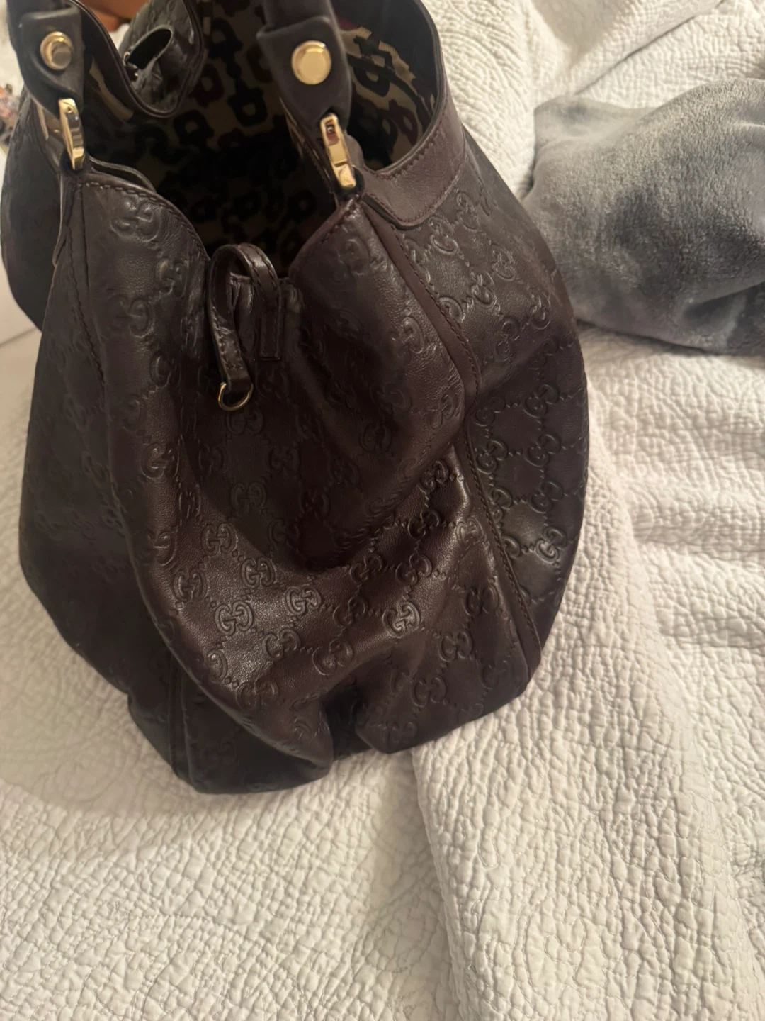 Gucci Dark Brown Leather Embossed Hobo Bag - photo 4