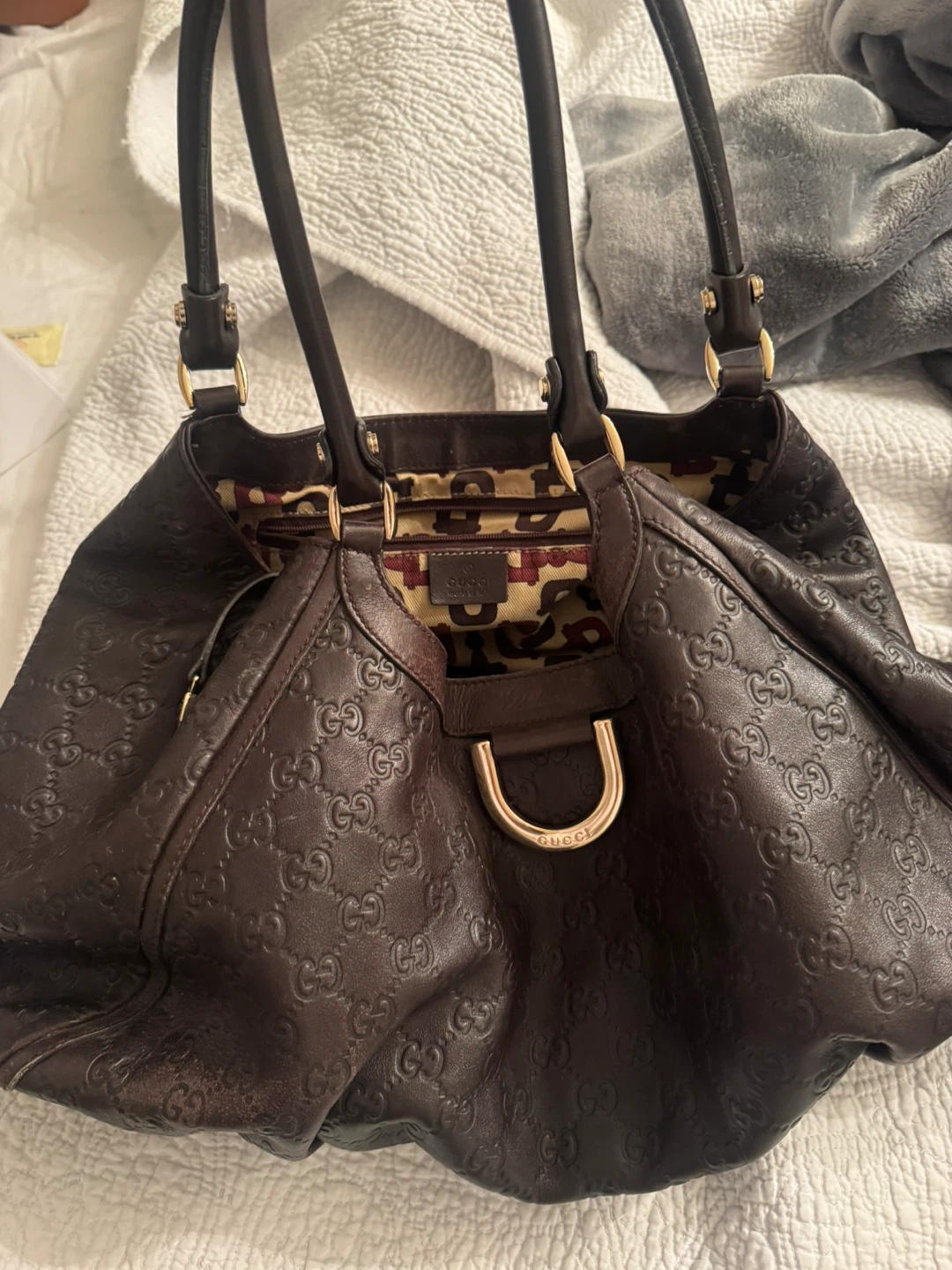 Gucci Dark Brown Leather Embossed Hobo Bag - photo 5
