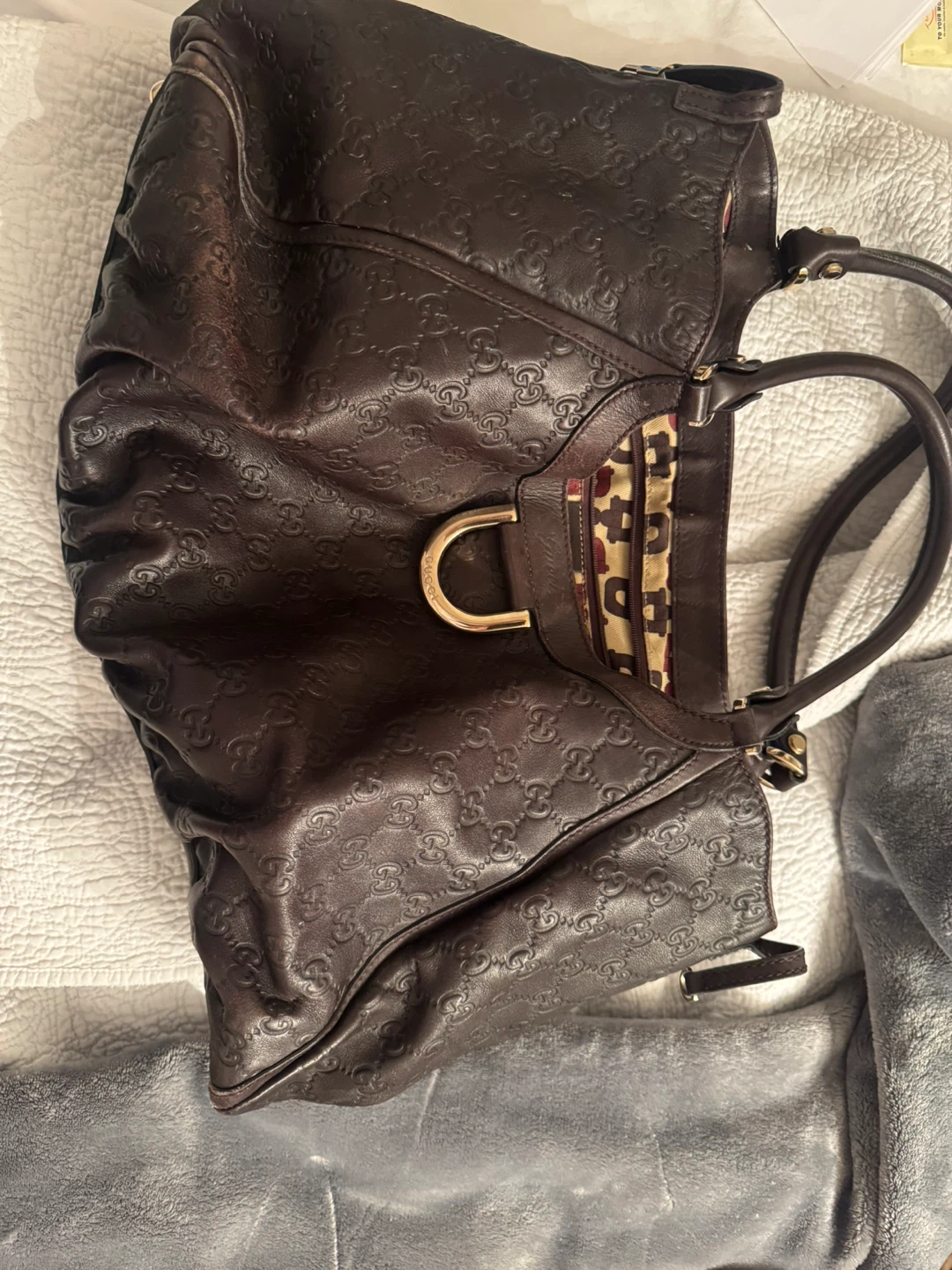 Gucci Dark Brown Leather Embossed Hobo Bag - photo 2