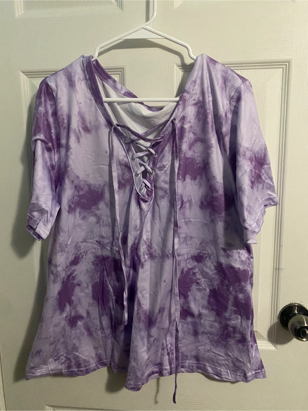 Purple Tie-Dye Lace-Up T-Shirt