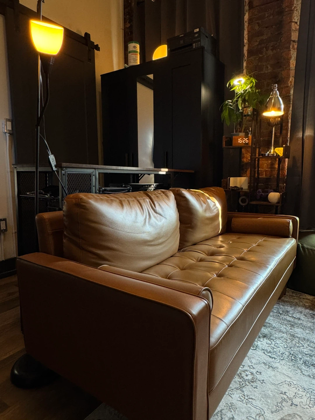 Brown Faux Leather Loveseat Sofa