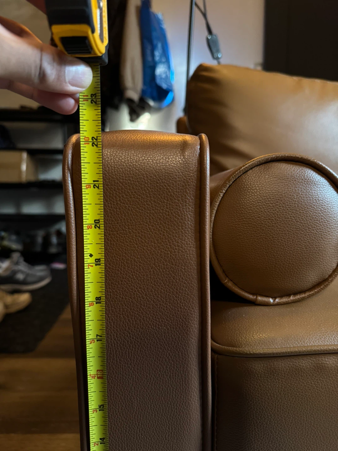 Brown Faux Leather Loveseat Sofa - photo 3