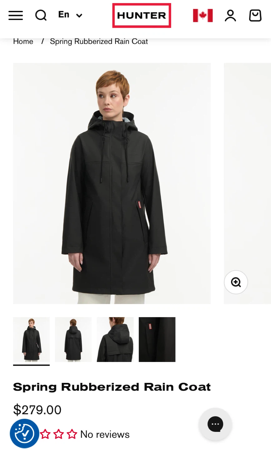 Hunter Spring  Rain Coat - XL/TG