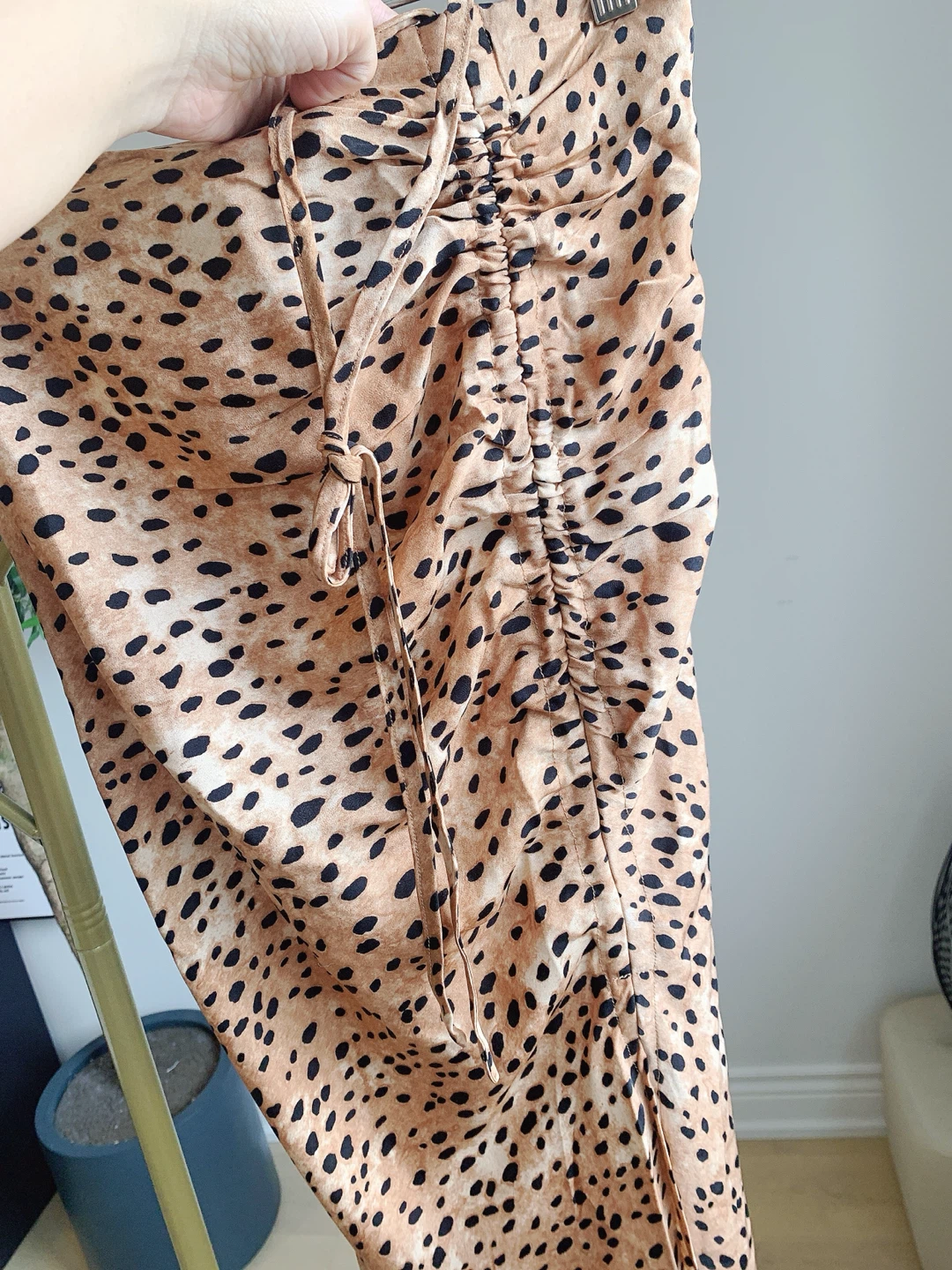 Cider Leopard Ruched Satin Midi Skirt S - photo 2