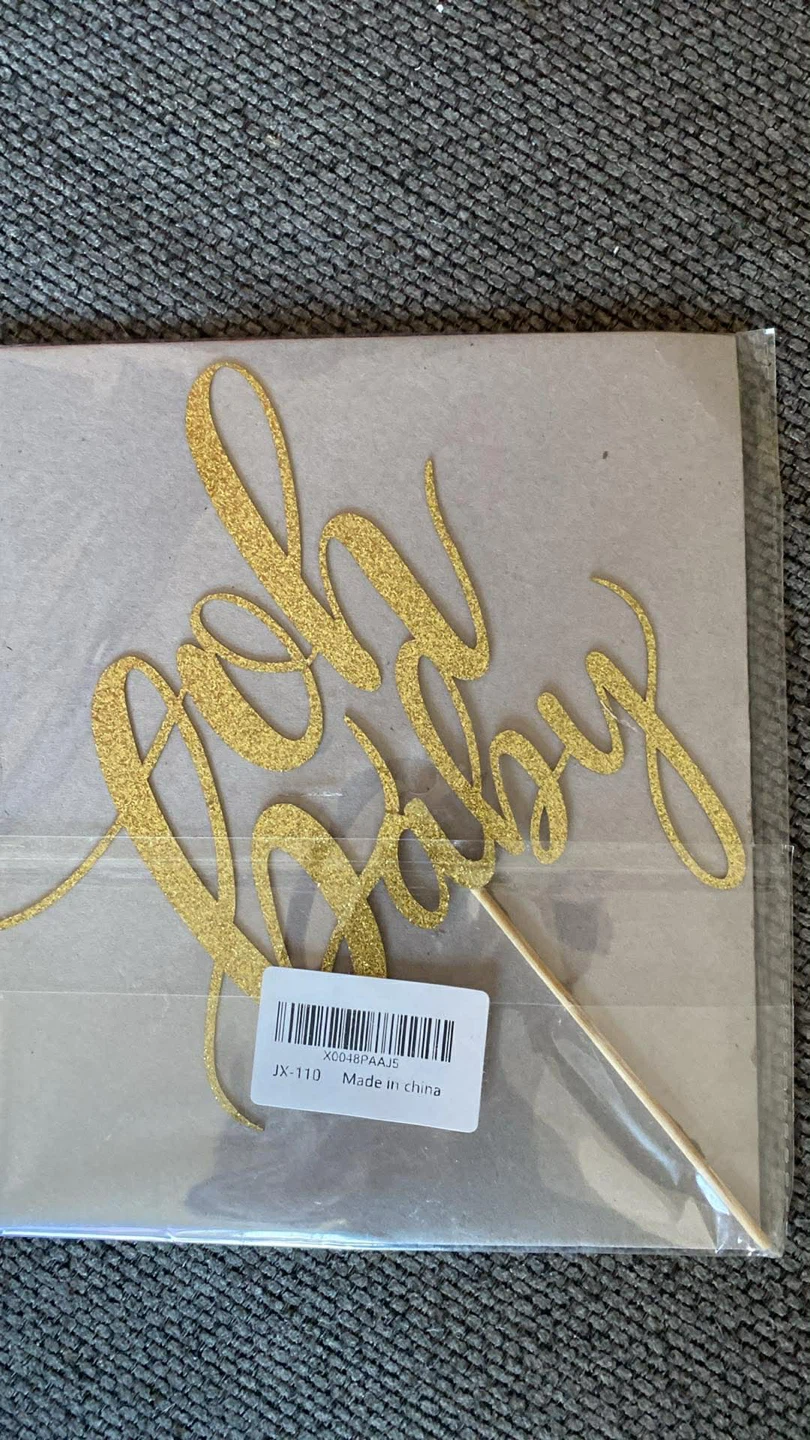 Gold Glitter "Oh Baby" Cake Topper