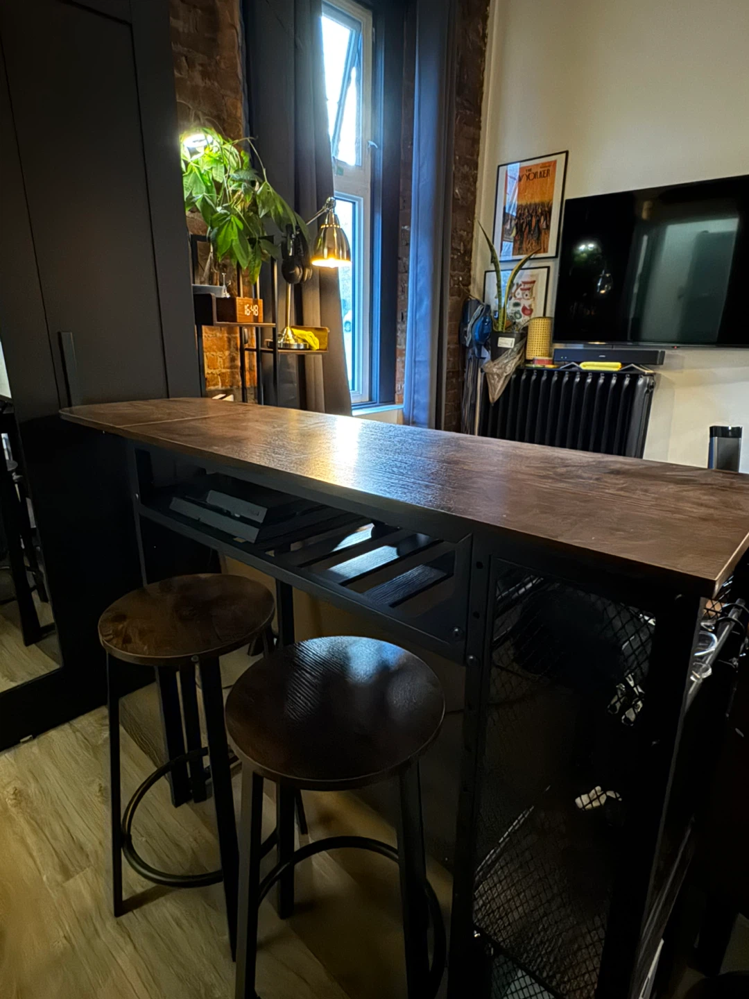 Industrial Style Bar Table with Two Stools