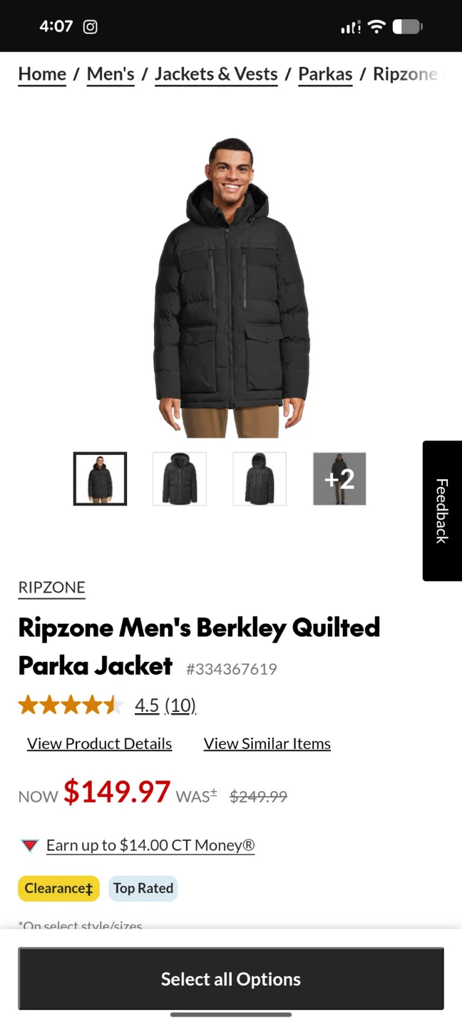 Ripzone Men's Berkley Quilted Parka Jacket