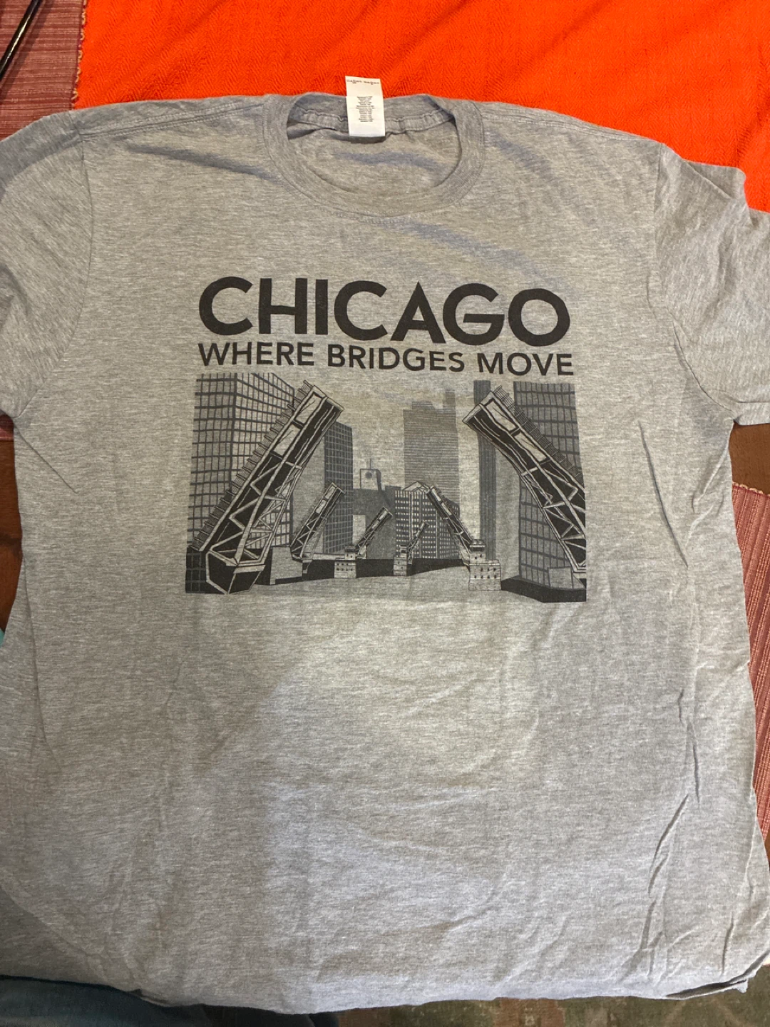 Gray Chicago "Where Bridges Move" Graphic T-Shirt