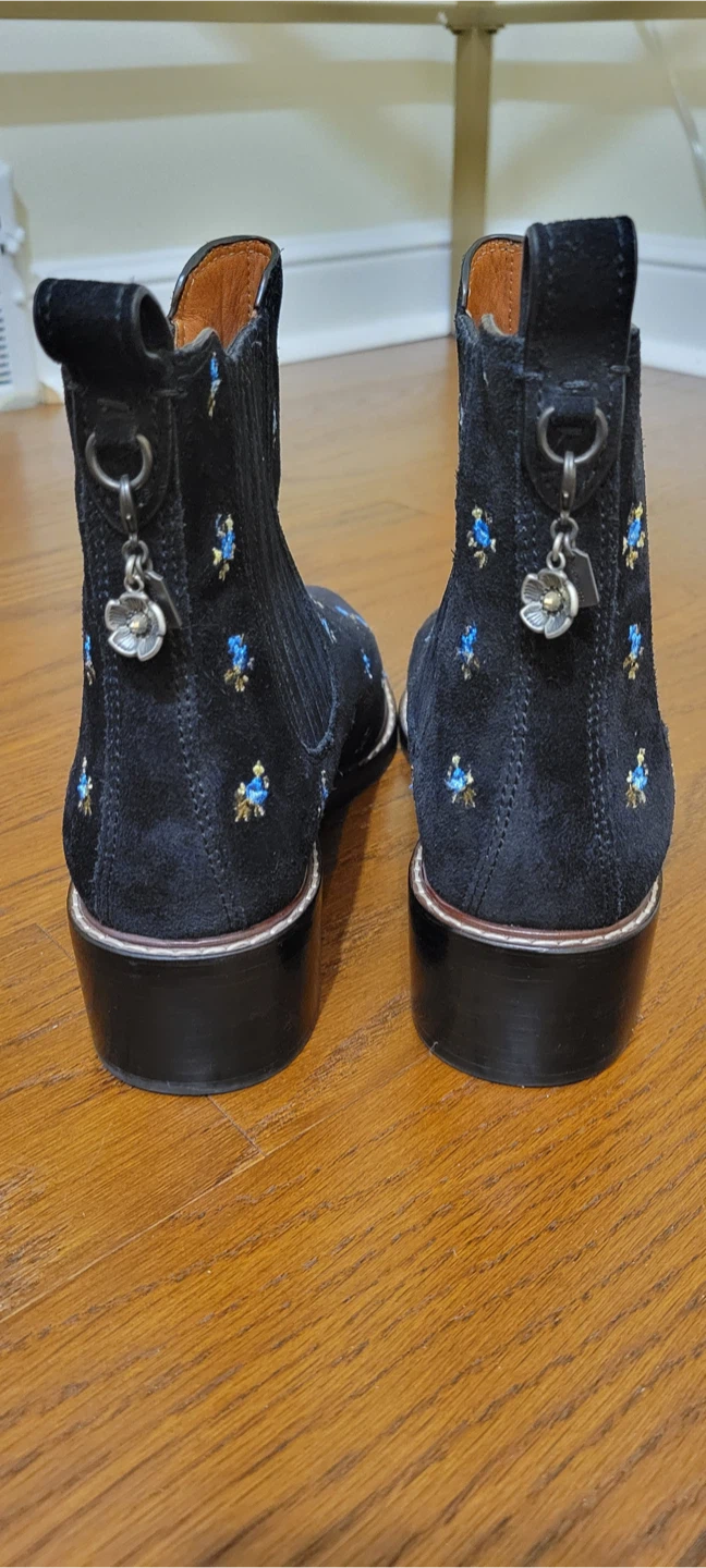 Coach Suede Floral Ankle Boots - Size 10 - photo 2