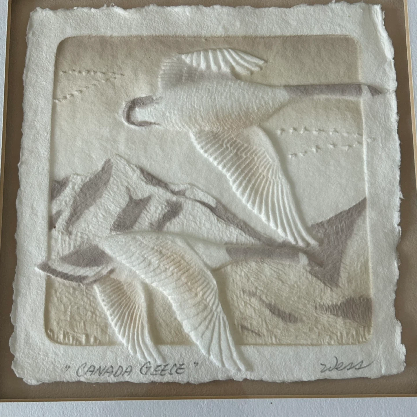 Vintage Signed Paper Casting “Canada Geece” – Geese in Flight - photo 2