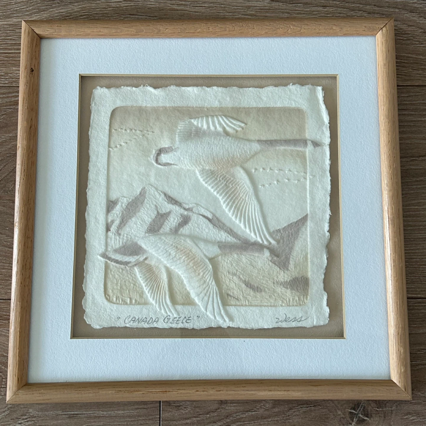 Vintage Signed Paper Casting “Canada Geece” – Geese in Flight