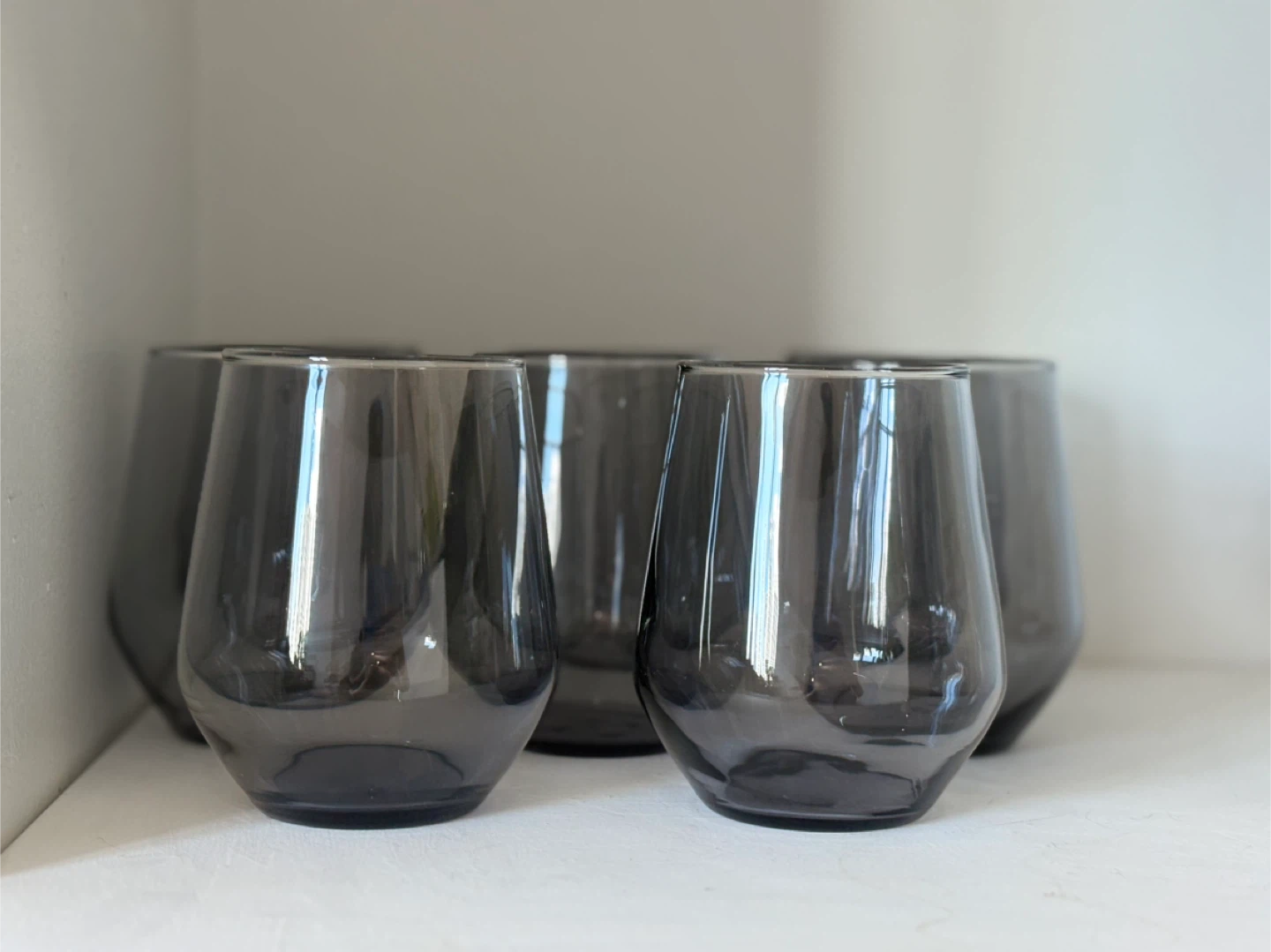 💎Set of 8 Grey Stemless Wine Glasses🍹