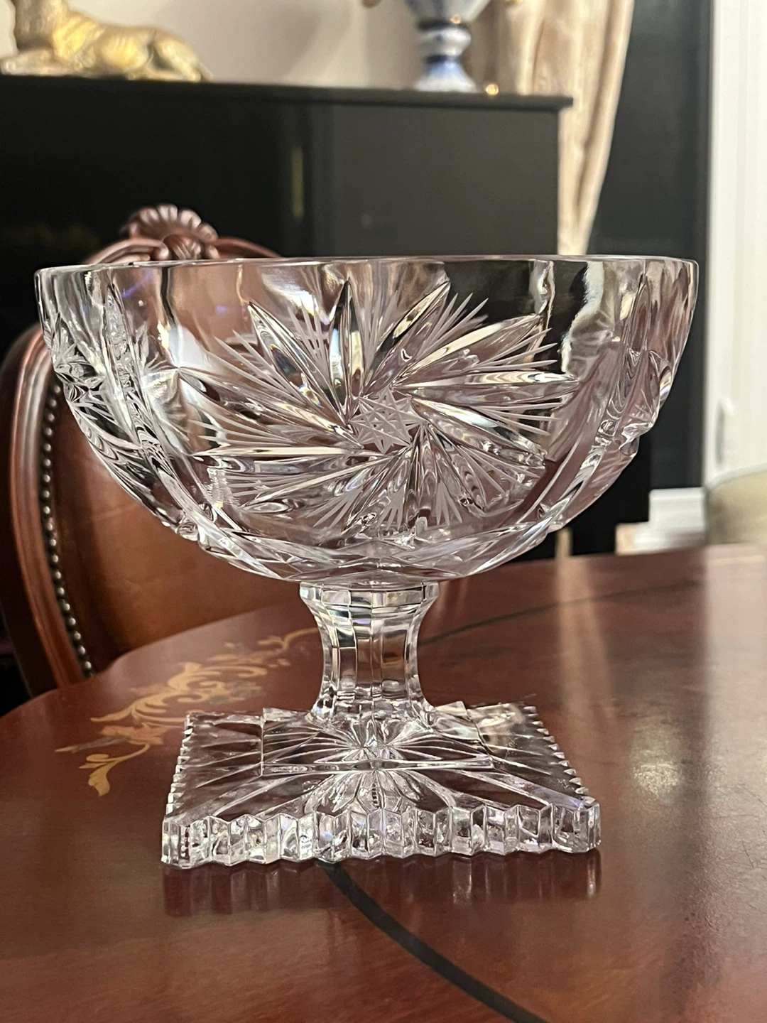 Crystal Footed Bowl with Starburst Design