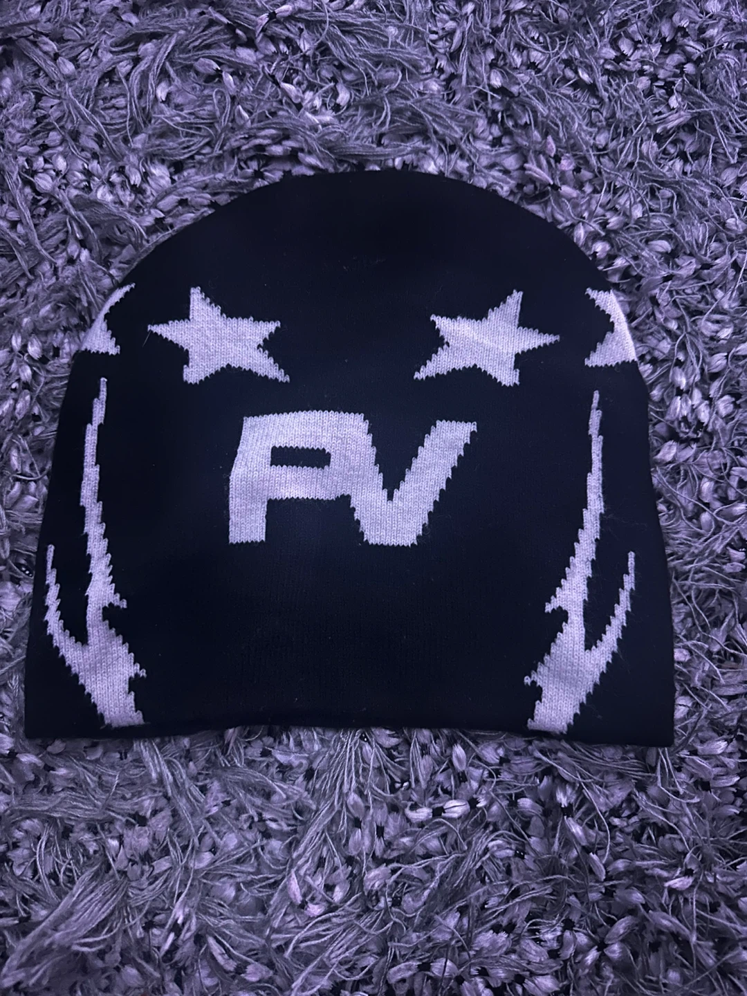 Black Beanie with Stars and "Keep The Faith"