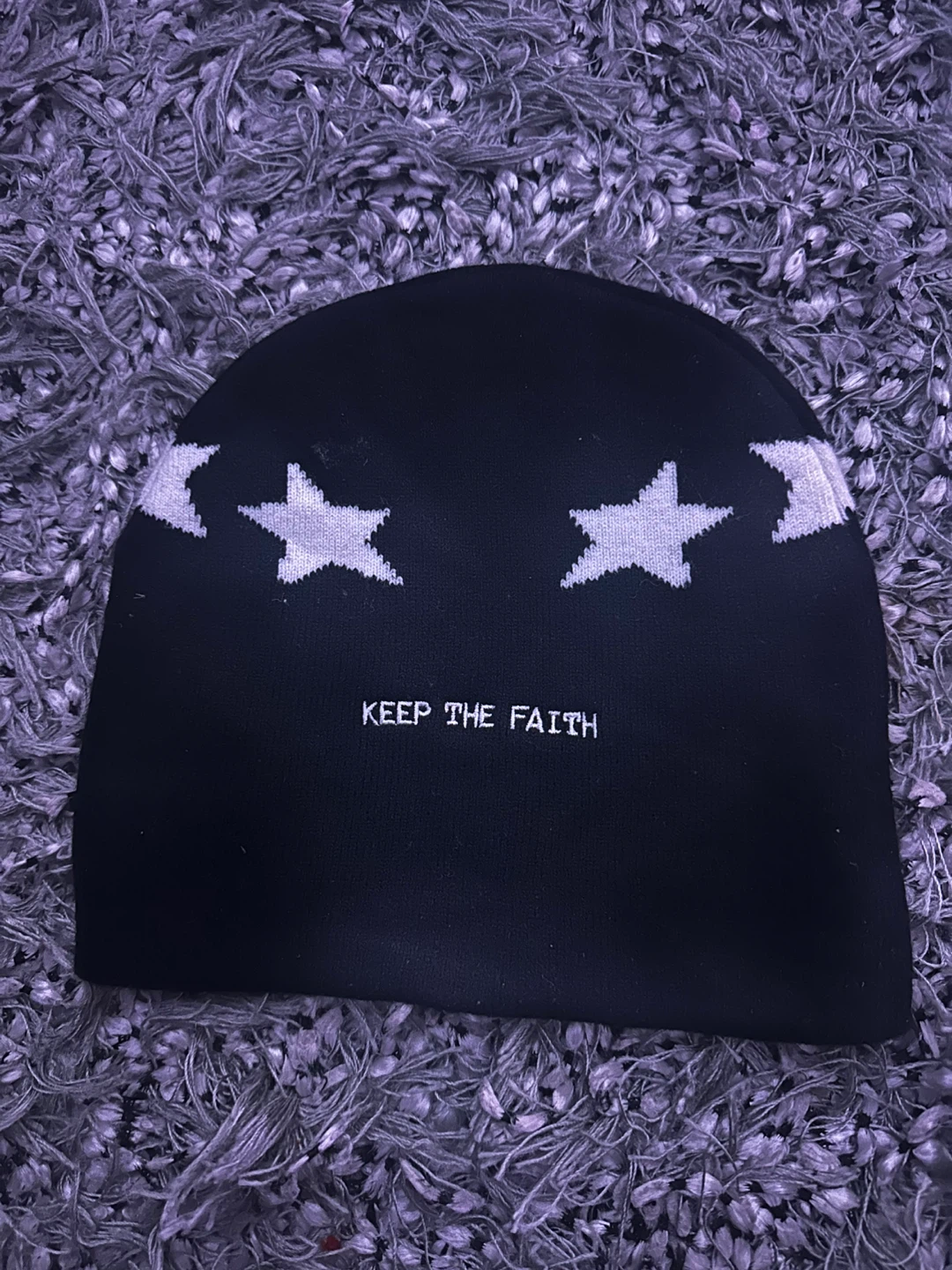 Black Beanie with Stars and "Keep The Faith" - photo 2