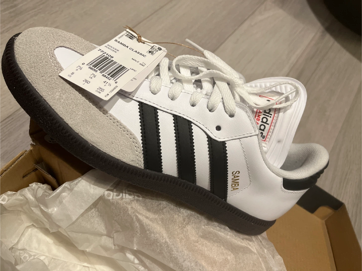 Adidas Samba Classic Soccer Shoes - White/Black - Size 8 - photo 3