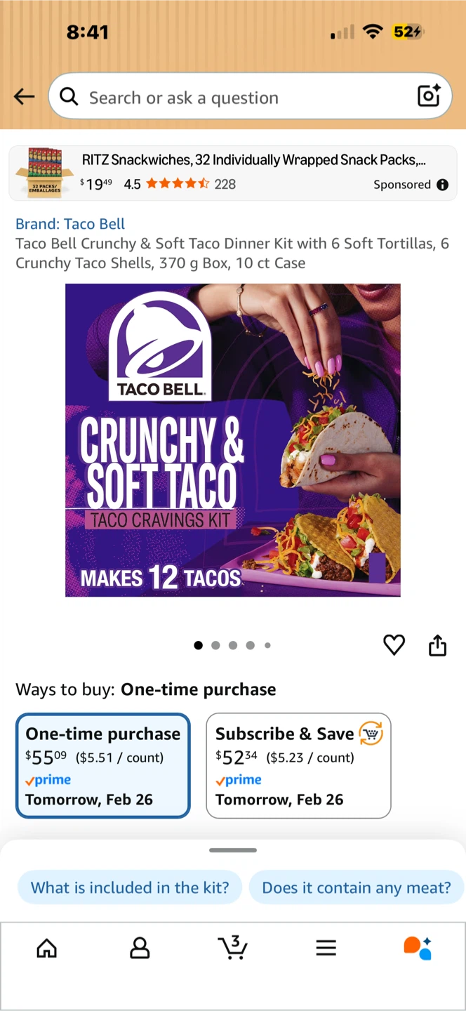 Taco Bell crunchy & soft taco kit, 370 gr