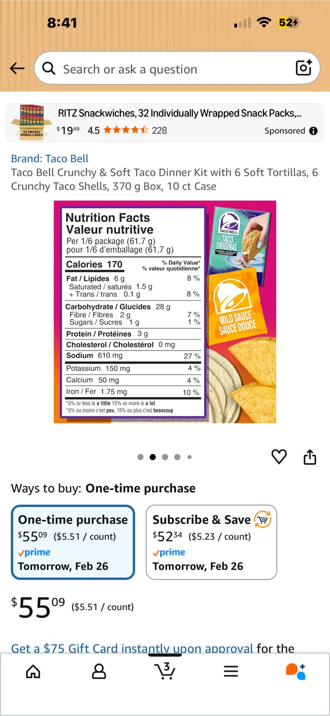 Taco Bell crunchy & soft taco kit, 370 gr - photo 2