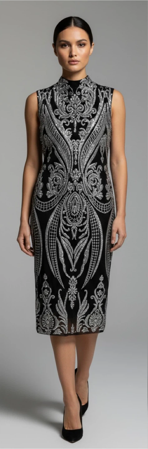 Black Sleeveless Embellished Dress