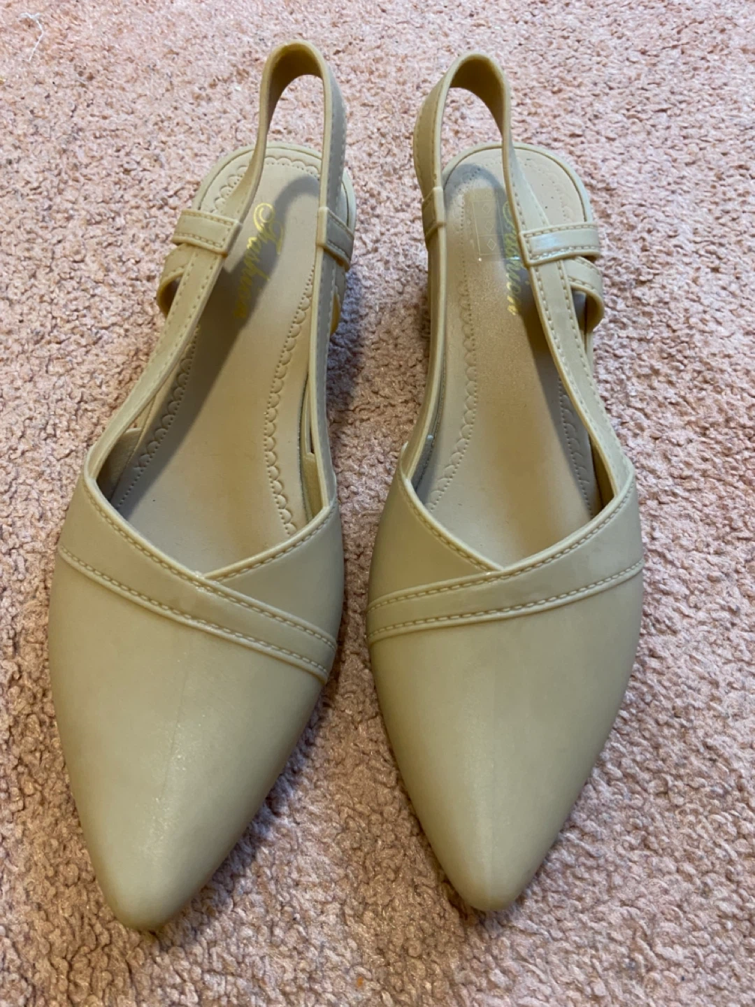 Beige Slingback Pointed Toe Flats