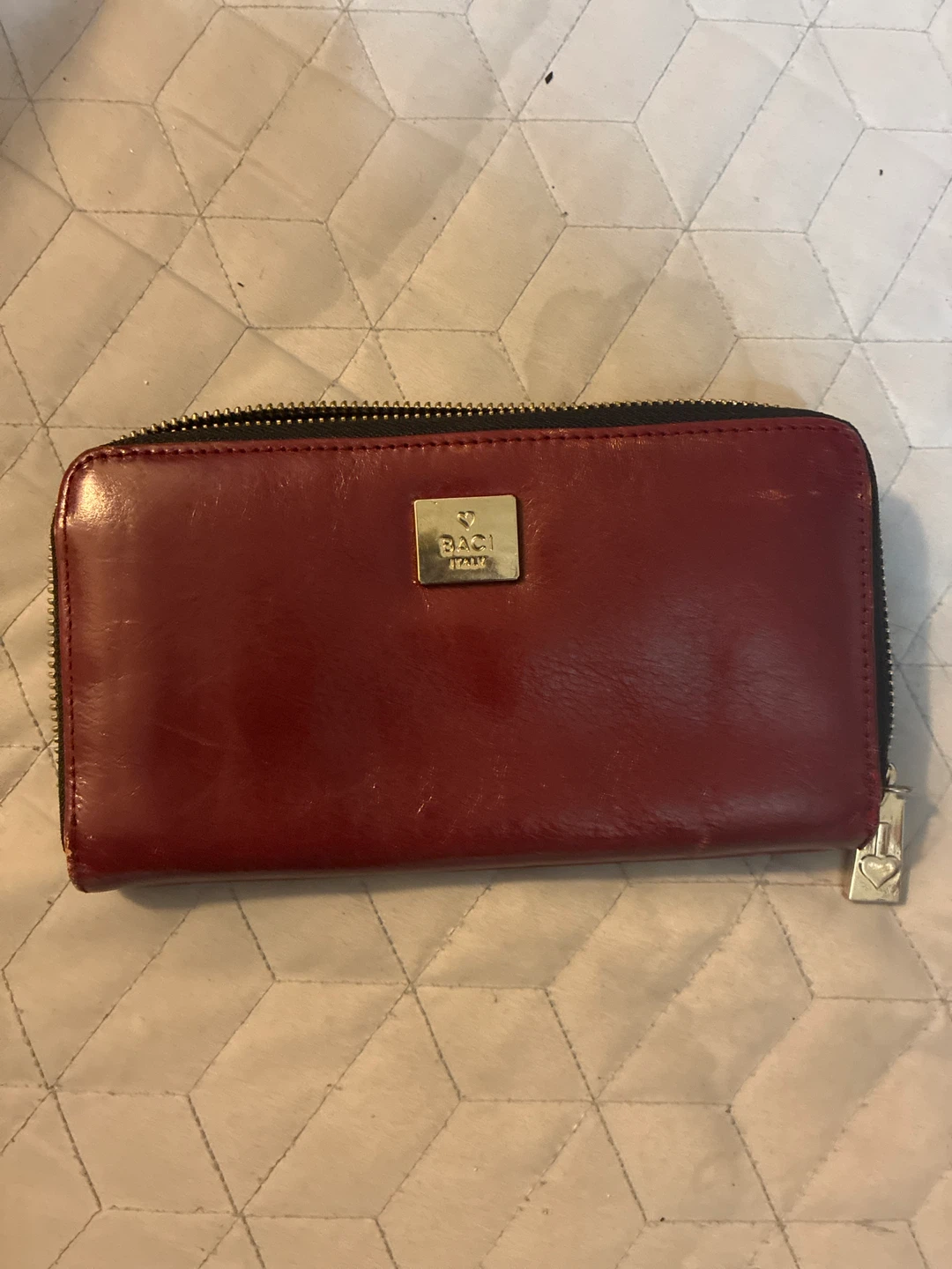 BACI Italy Red Leather Zippered Wallet