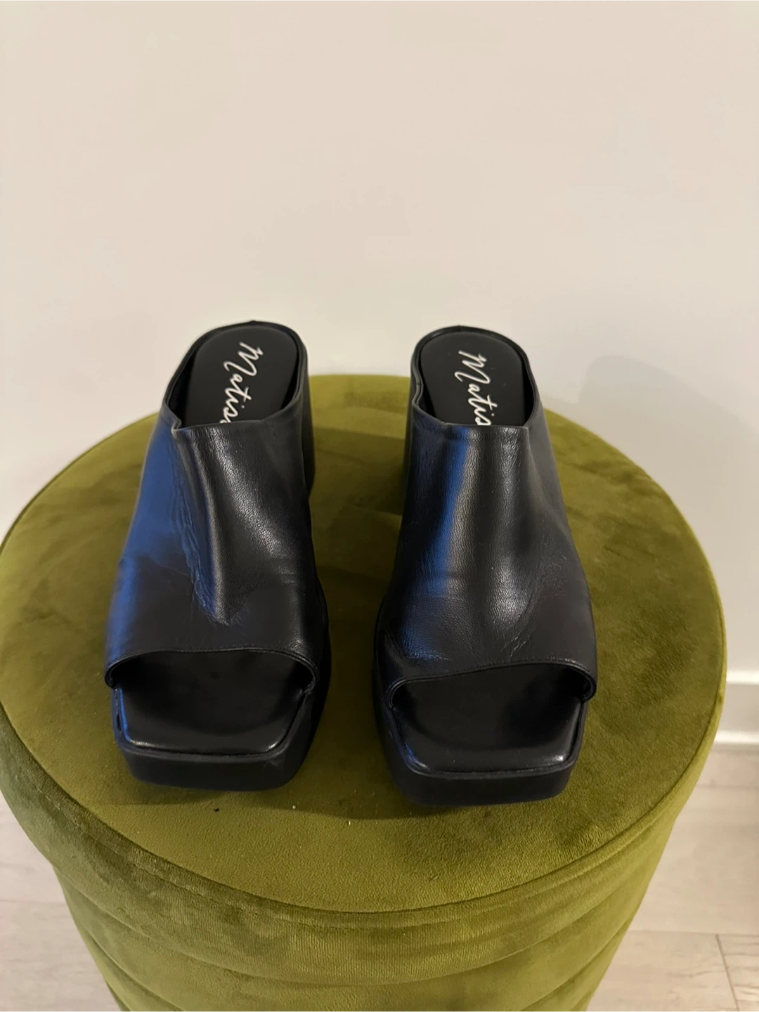 Black Leather Platform Mules - photo 4