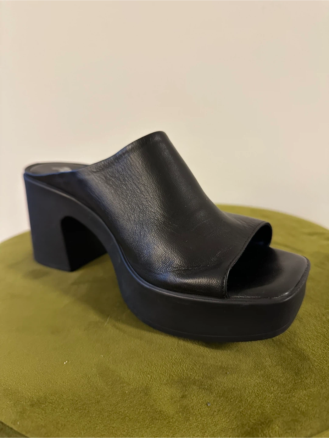 Black Leather Platform Mules - photo 2