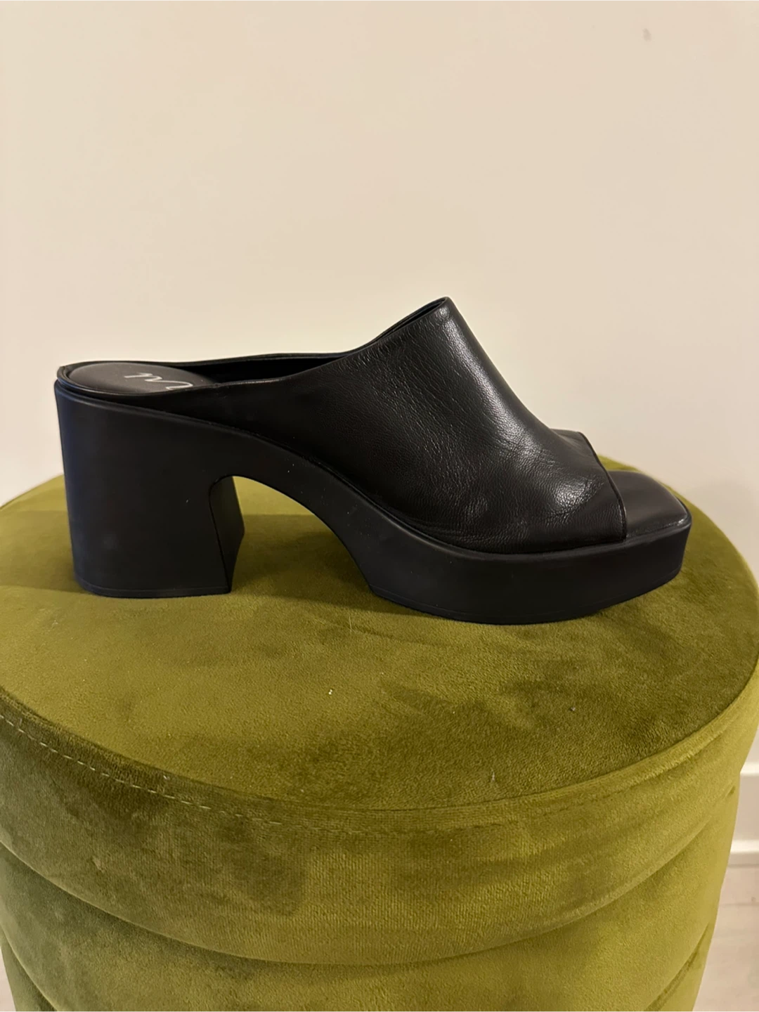 Black Leather Platform Mules - photo 3