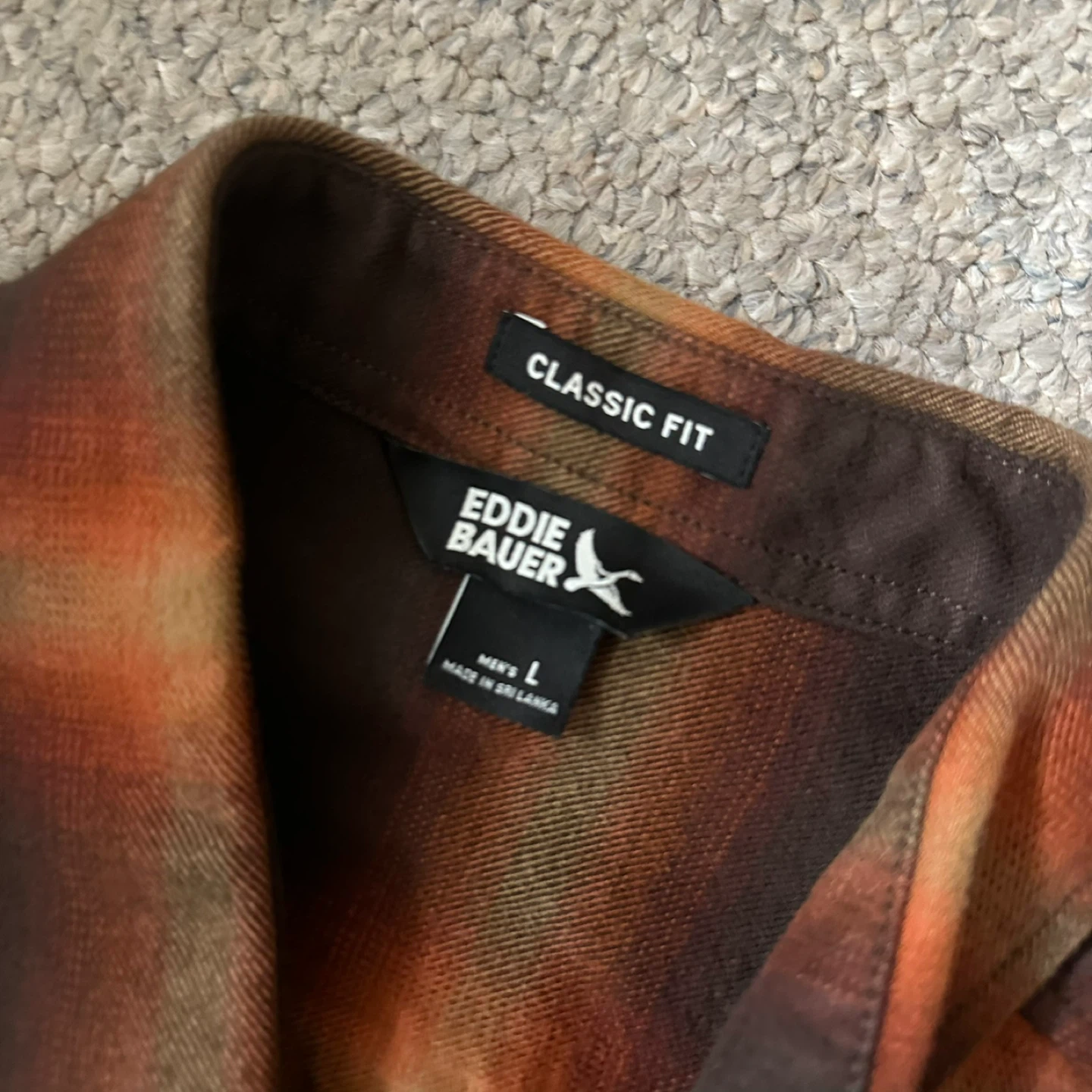 Eddie Bauer Orange/Brown Plaid Flannel (Men’s L) - photo 2
