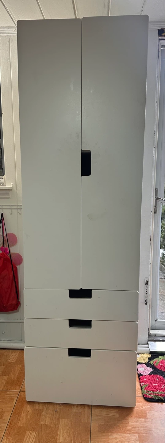 White Wardrobe with Drawers and Shelf