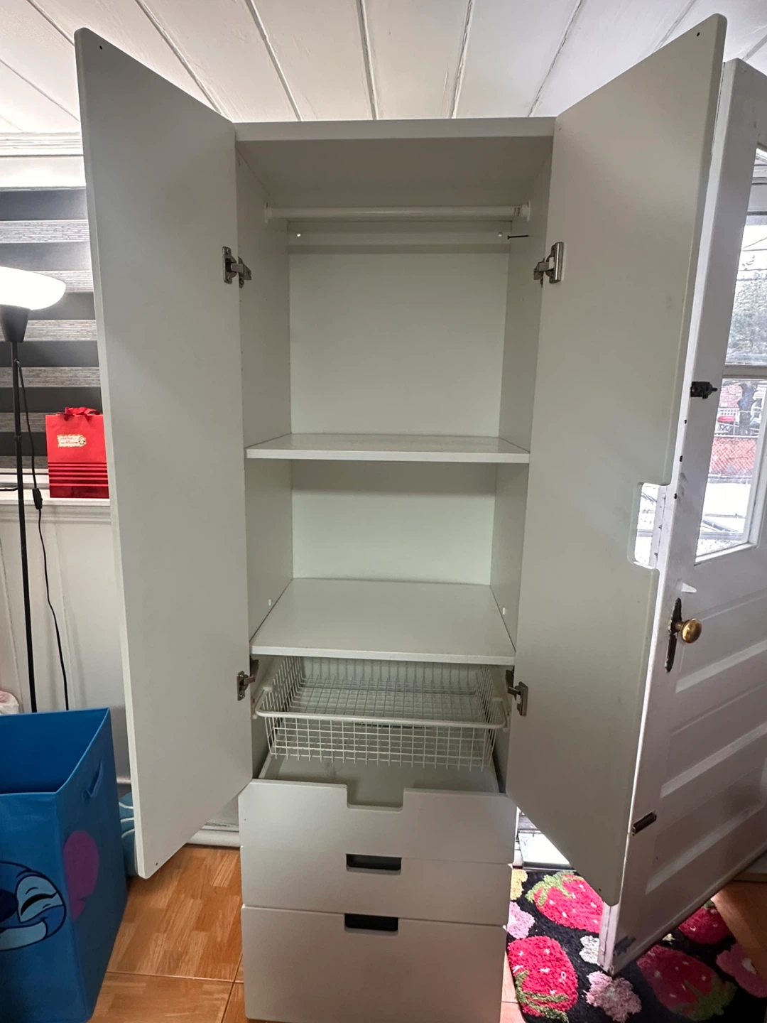 White Wardrobe with Drawers and Shelf - photo 3
