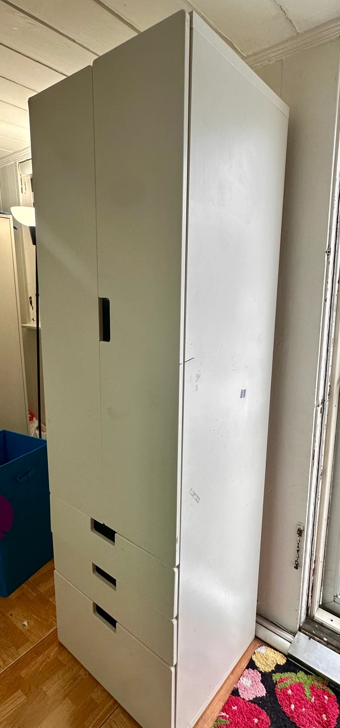 White Wardrobe with Drawers and Shelf - photo 2