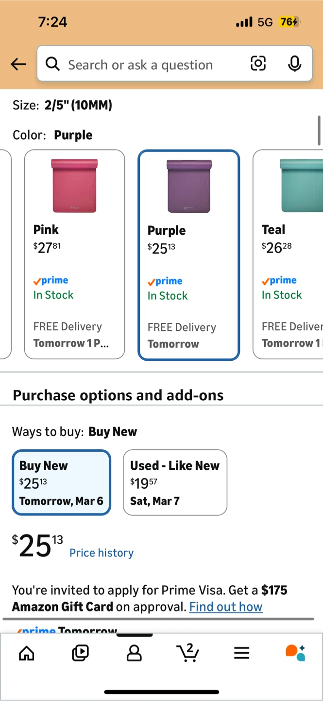 Extra thick Yoga Mat - Purple - photo 2