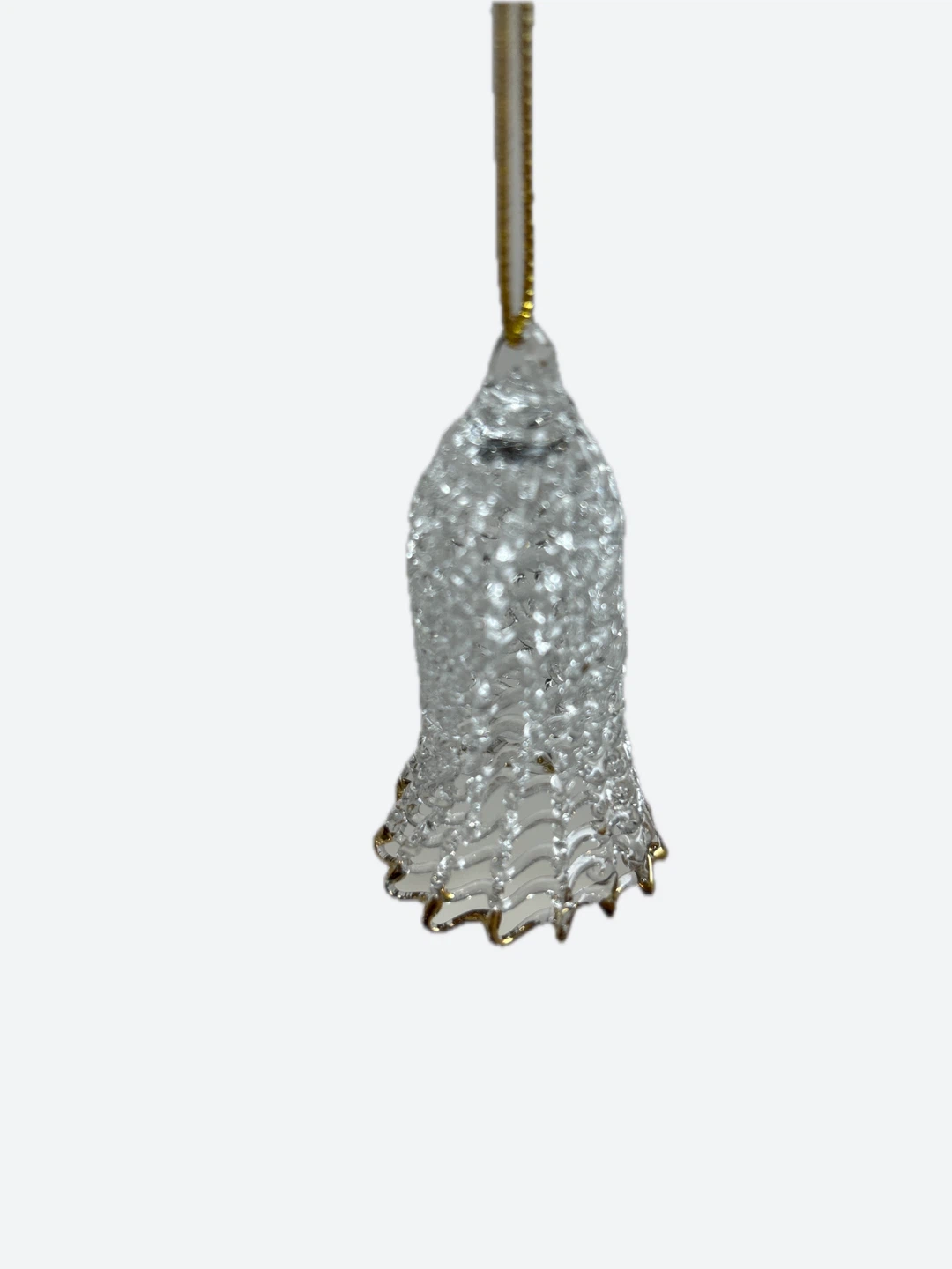Clear Glass Bell Christmas Ornament with Gold Trim - photo 2